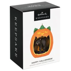 Hallmark Happy Halloween! Ornament -Home Decoration Sale Black Cat Pumpkin Diorama Keepsake Ornament 1799QFO5311 04