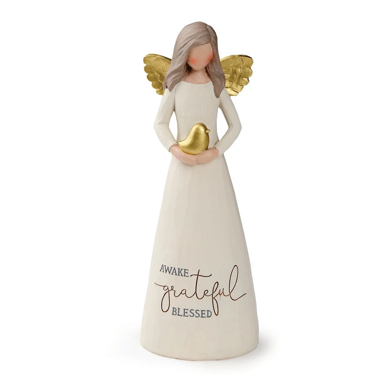 Blossom Bucket Awake Grateful Blessed Angel Figurine, 8" 1 Blossom Bucket Awake Grateful Blessed Angel Figurine, 8"