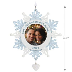 Hallmark Our First Christmas Together Snowflake 2023 Photo Frame Ornament -Home Decoration Sale BlueWhite Snowflake Picture Frame Keepsake Ornament 1699QGO2879 03