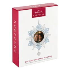Hallmark Our First Christmas Together Snowflake 2023 Photo Frame Ornament -Home Decoration Sale BlueWhite Snowflake Picture Frame Keepsake Ornament 1699QGO2879 04