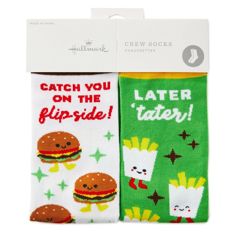 Hallmark Burger And Fries Better Together Funny Crew Socks 2 Hallmark Burger And Fries Better Together Funny Crew Socks - Image 2