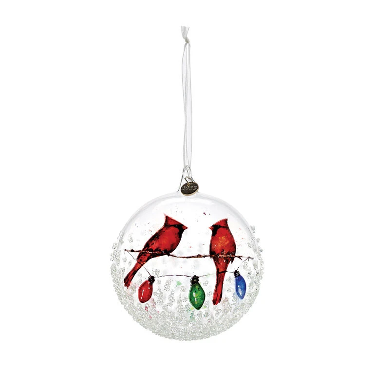 Cardinals On Light String 2023 Blown Glass Ornament 1 Cardinals On Light String 2023 Blown Glass Ornament