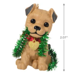 Hallmark Puppy Love Terrier 2023 Ornament -Home Decoration Sale Dog With Tinsel Keepsake Ornament 1599QXR8177 03