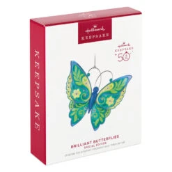 Hallmark Brilliant Butterflies Special Edition Ornament -Home Decoration Sale Green and Blue Butterfly Keepsake Ornament 1999QGO2799 04