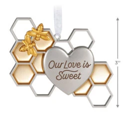 Hallmark Our Love Is Sweet Metal Ornament -Home Decoration Sale Honeycomb and Heart Keepsake Ornament 1799QHX3027 03
