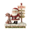 Enesco Jim Shore Rudolph, Santa And North Pole Sign Figurine, 7.68"