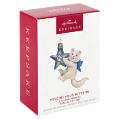 Hallmark Mischievous Kittens Special Edition 25th Anniversary Ornament -Home Decoration Sale Kitten With 25th Star Keepsake Ornament 1799QXE3327 04