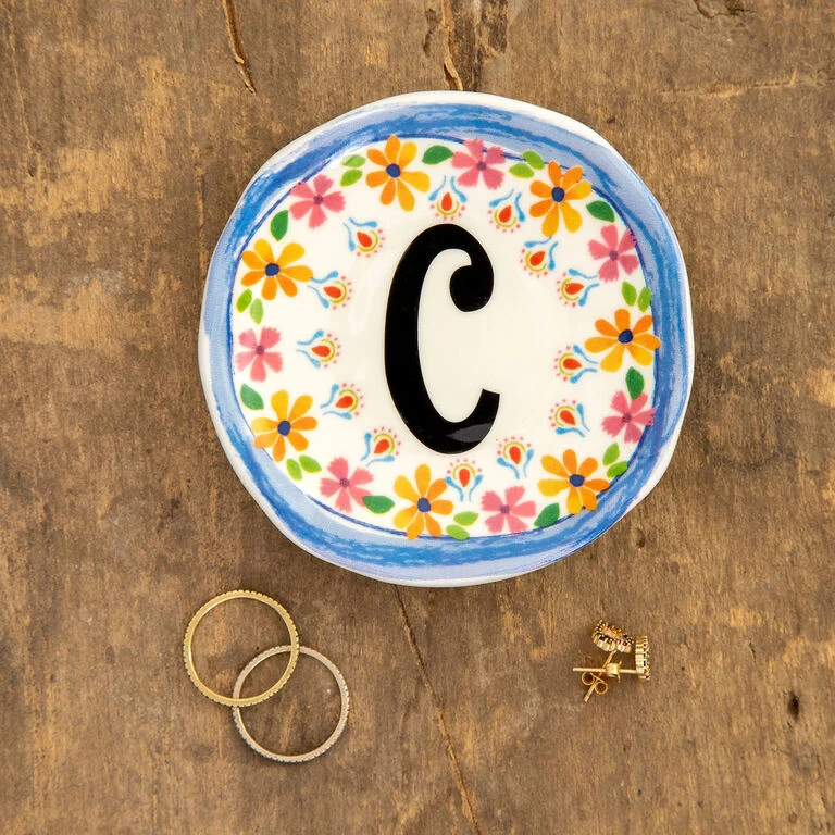 Natural Life Initial Trinket Dish, C 1 Natural Life Initial Trinket Dish, C