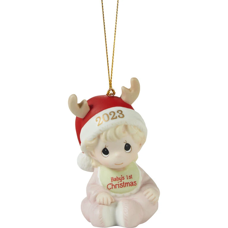 Precious Moments Baby's First Christmas Girl 2023 Ornament, 3" 1 Precious Moments Baby's First Christmas Girl 2023 Ornament, 3"
