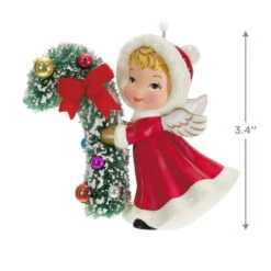 Hallmark Vintage Angel Porcelain Ornament -Home Decoration Sale Vintage Angel With Candy Cane Keepsake Ornament 2499QXT4127 03