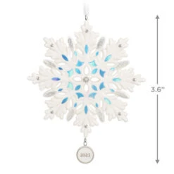 Hallmark Snowflake 2023 Porcelain Ornament -Home Decoration Sale White Blue and Silver Snowflake Keepsake Ornament 1999QGO2957 03