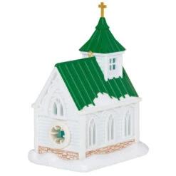 Hallmark Candlelight Service Ornament -Home Decoration Sale White Church With Green Steeple Keepsake Ornament 2199QGO2767 06