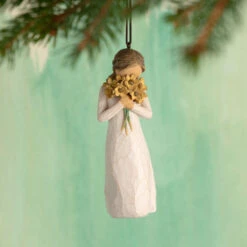 Willow Tree Warm Embrace Ornament, 4" -Home Decoration Sale Willow Tree Girl Holding Yellow Flowers Figurine Ornament 28015 03