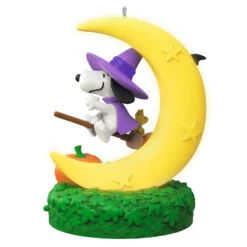 Hallmark The Peanuts® Gang Snoopy's Moonlit Mischief Musical Ornament With Light -Home Decoration Sale Witch Snoopy on Broom Keepsake Ornament 2699QFO5319 06